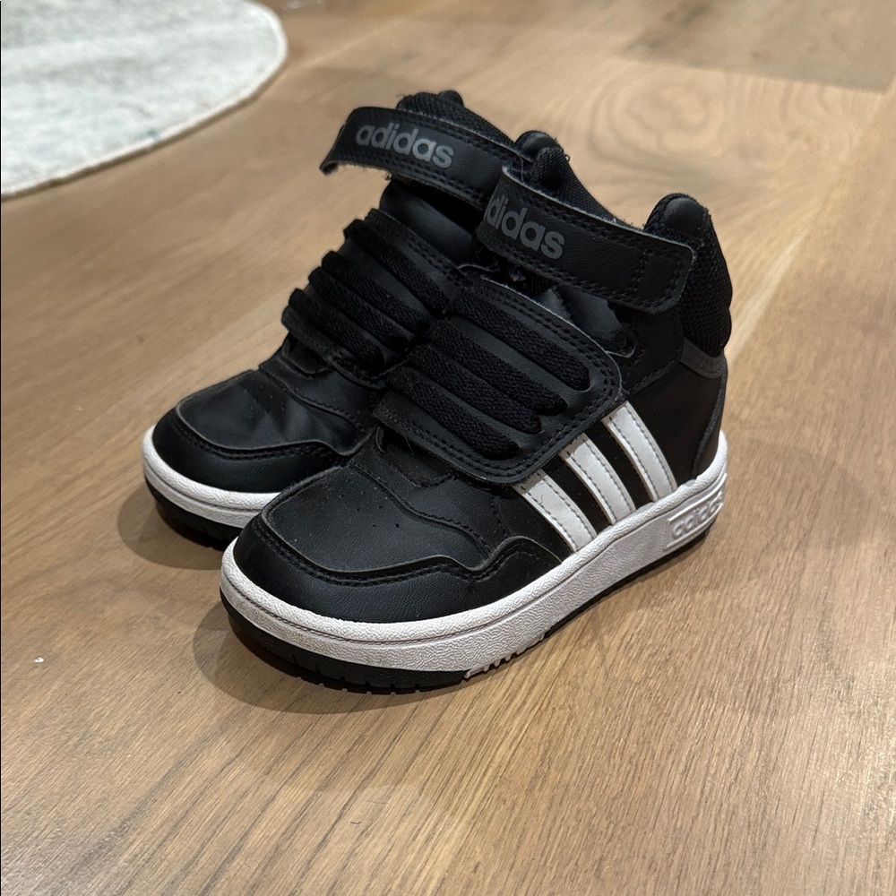 Adidas Kids Black and White High-Top Sneakers